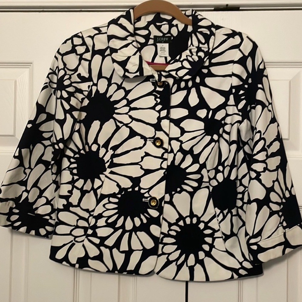 J.Crew Navy & White Floral Jacket – Size 0